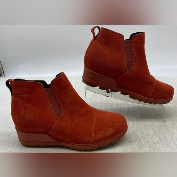 Sorel Evie Pull-On Waterproof Suede Leather Wedge Ankle Booties Size 8 NWOT - Picture 5 of 10